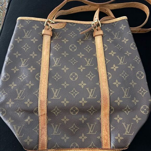 Used Louis Vuitton Brown Monogram Tote Bag bucket bag used good condition - Picture 1 of 16